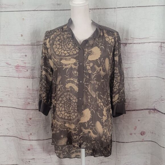 Wilfred Aritiza Silk Abstract Floral Print Blouse Size Medium - Picture 1 of 6
